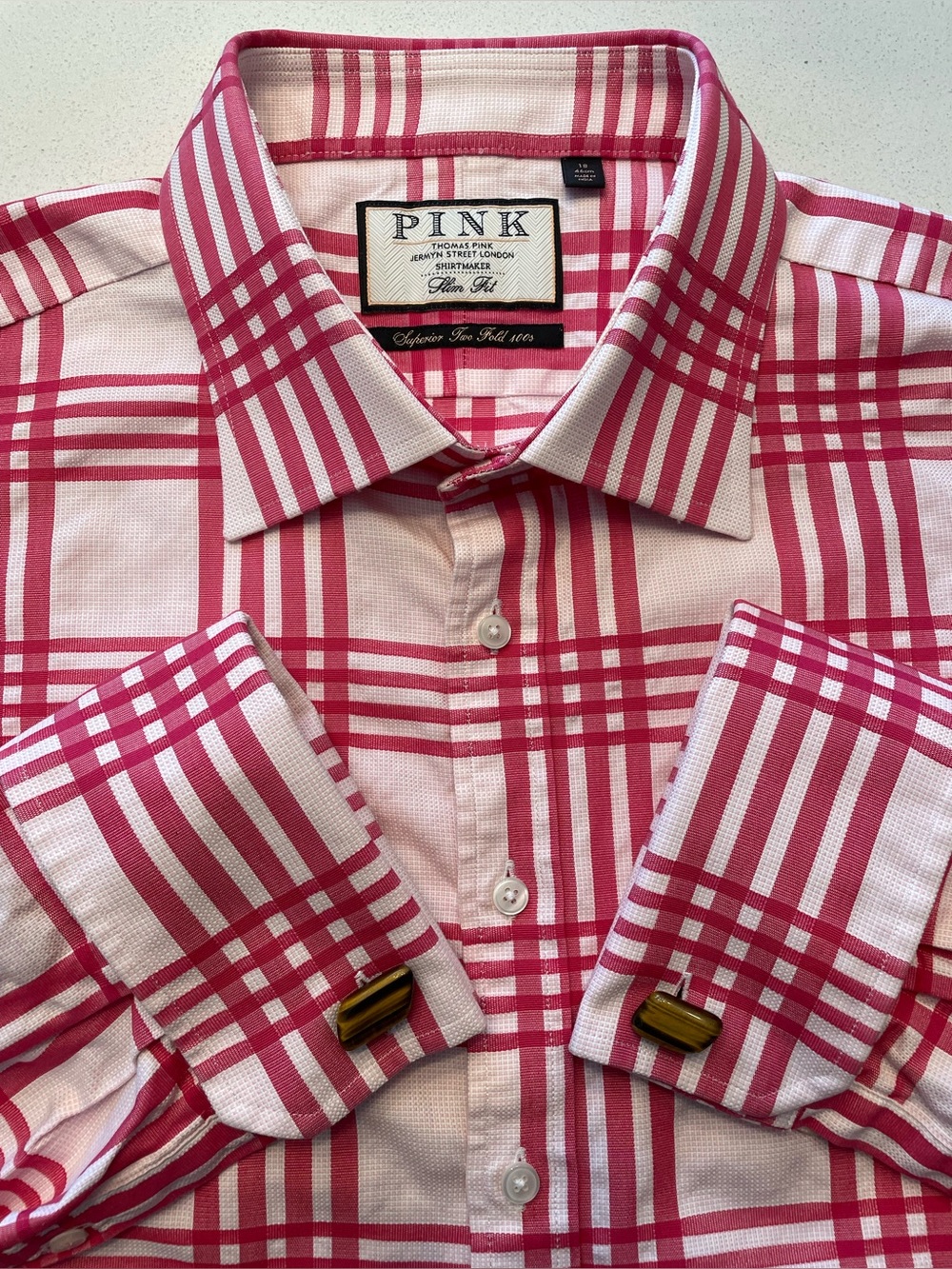 Thomas Pink - all cotton dress shirt with french cuffs Size 18”neck
